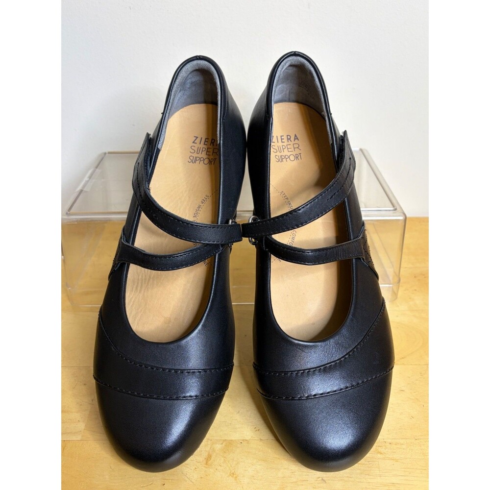 Ziera Xray Women's Mary Jane Black Leather Shoes Size 42W
